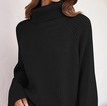 Damen Feinstrickpullover mit hohem Kragen und weitem Schnitt Heidi-Mode