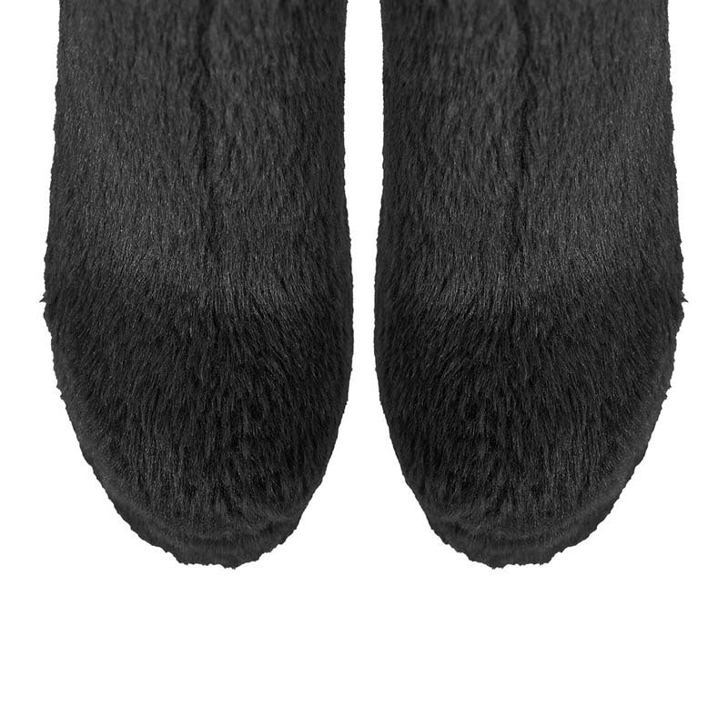 Damen Über-Knie Schuhe mit Pelzbesatz und Plattform Heidi-Mode