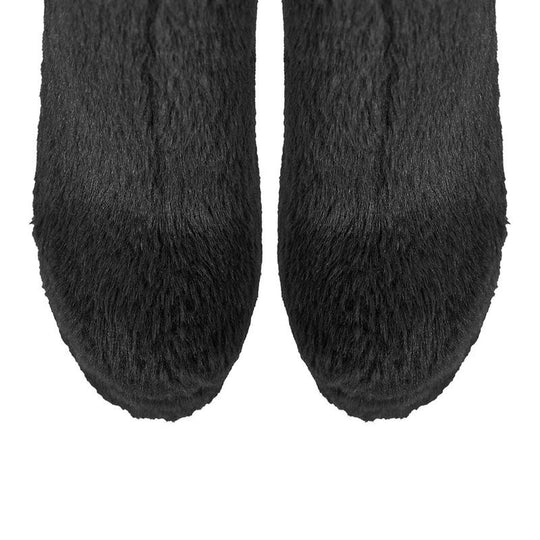 Damen Über-Knie Schuhe mit Pelzbesatz und Plattform Heidi-Mode