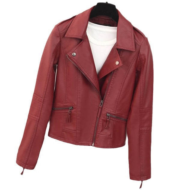 Damen Bikerjacke mit asymmetrischem Reißverschluss und dekorativen Nieten Heidi-Mode