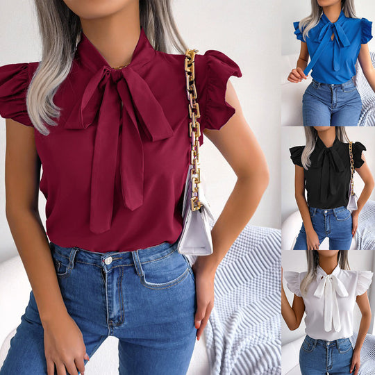 Damen Bluse mit Rüschendetails und schickem Schleifenelement Heidi-Mode