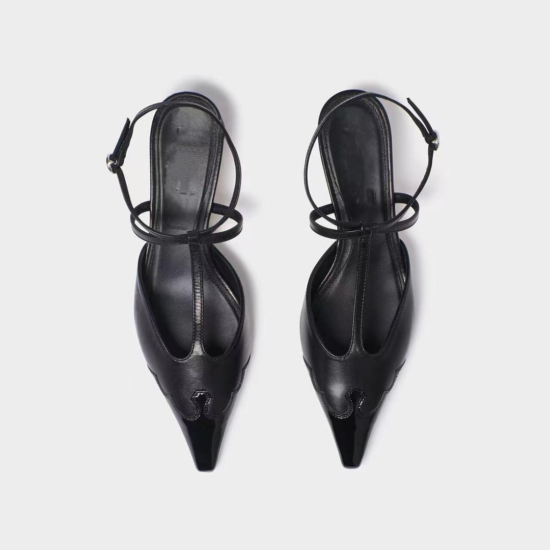 Femme Spitz-Zehen Slingback Schuhe mit künstlerischem Ausschnitt-Design Heidi-Mode
