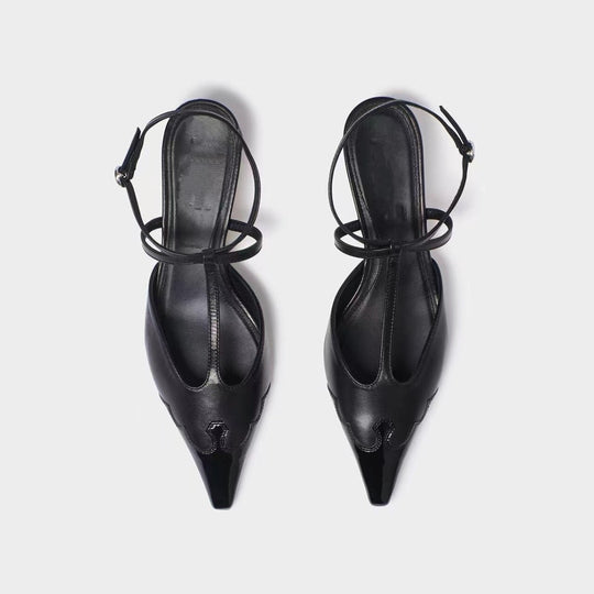 Femme Spitz-Zehen Slingback Schuhe mit künstlerischem Ausschnitt-Design Heidi-Mode