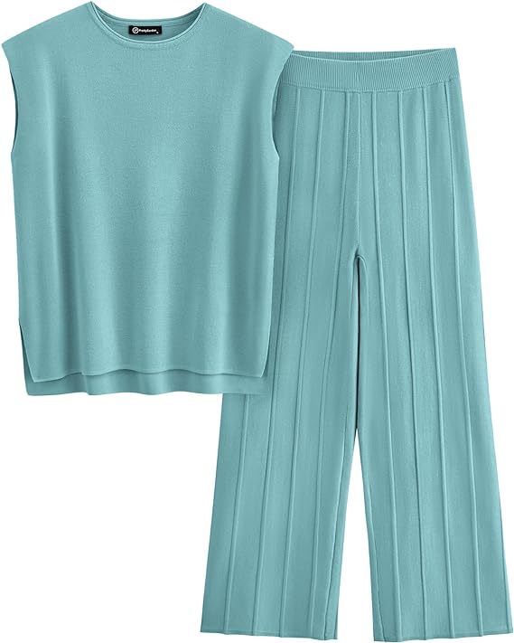 Damen elegantes Set mit kurzärmligem Oberteil und plissierter Hose Heidi-Mode
