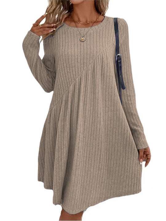 Damen lässiges Ripp-Kleid mit asymmetrischem Design Heidi-Mode