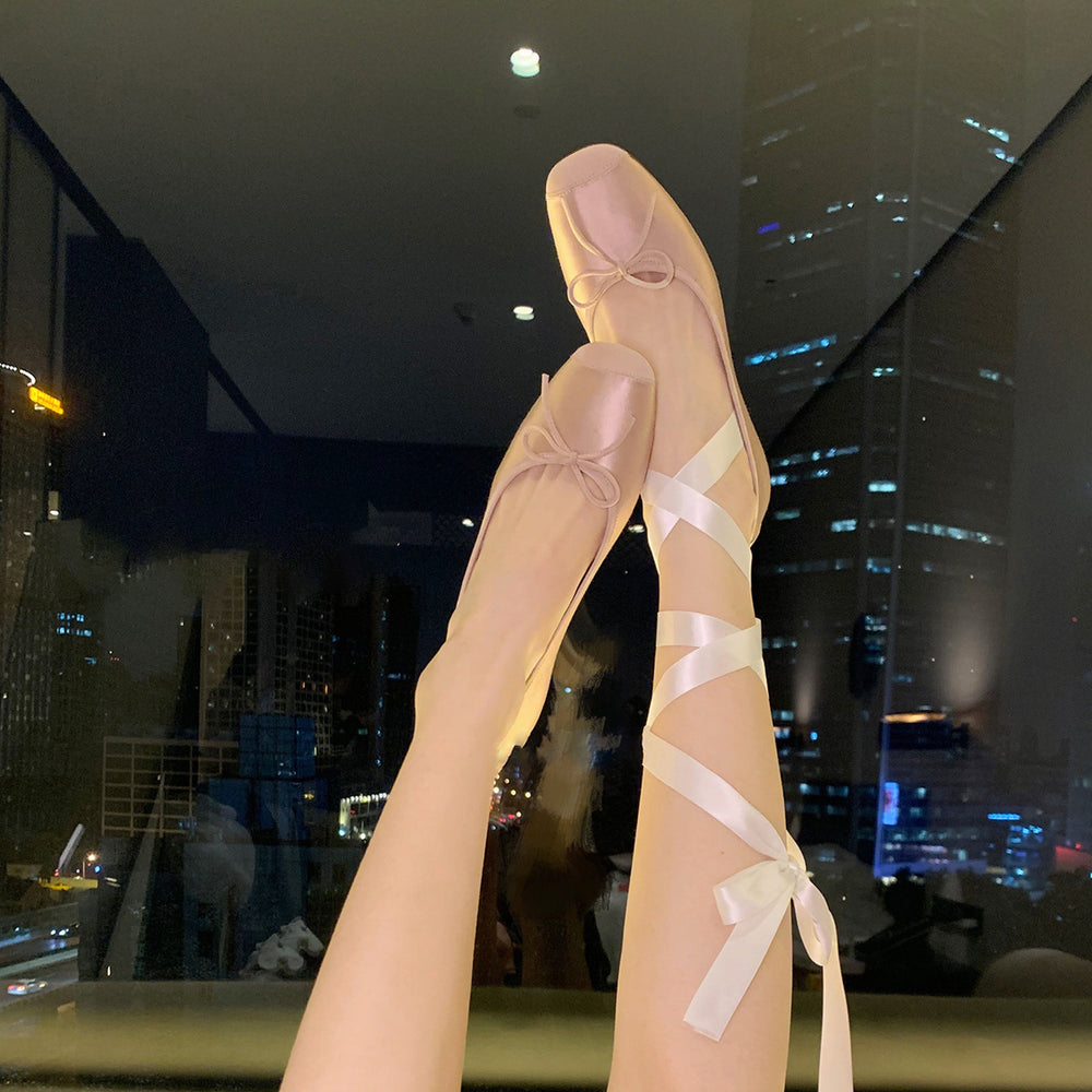 Damen klassische Ballerina Flats mit Schleifendetail Heidi-Mode