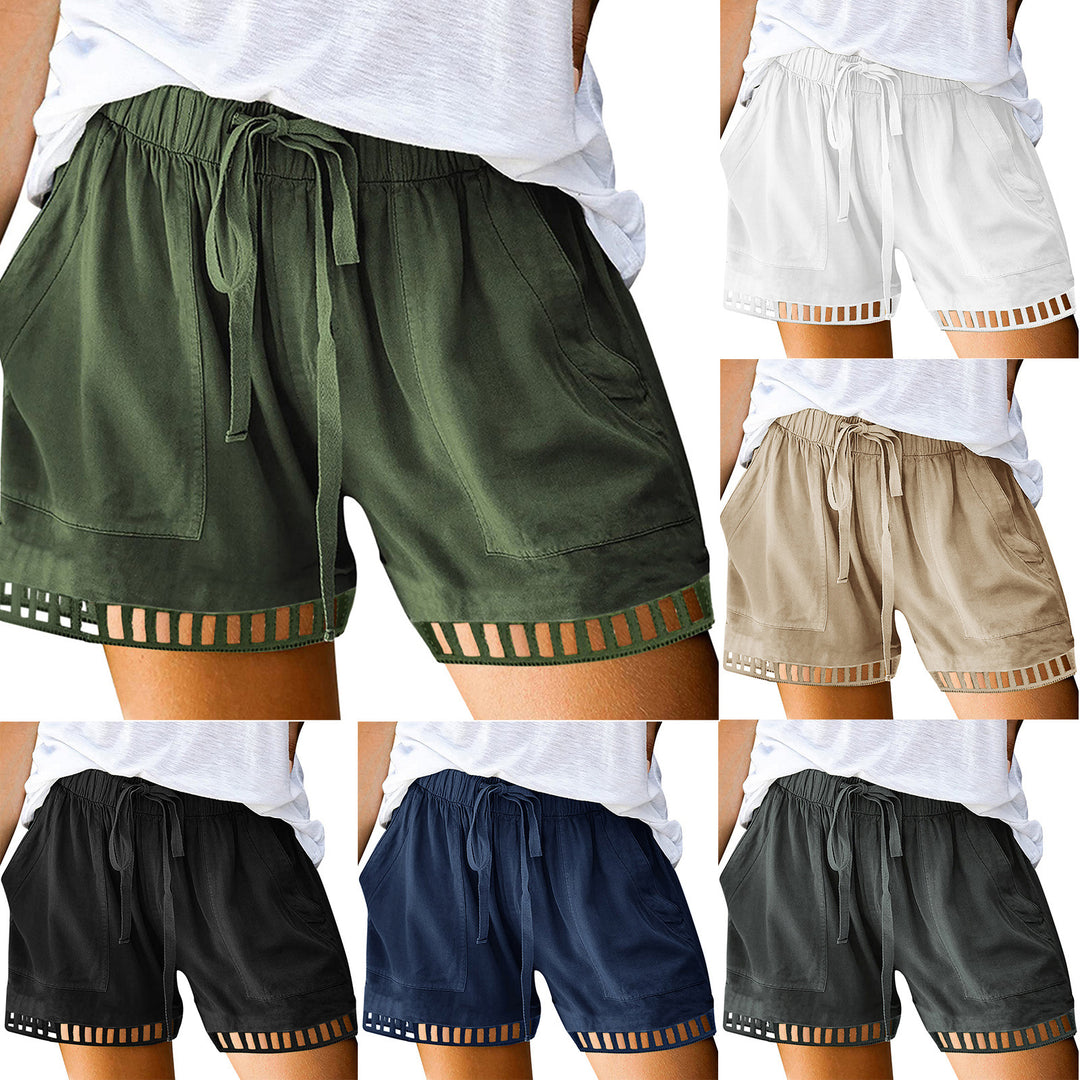 Damen lockere Freizeit-Shorts mit dekorativen Einsätzen Heidi-Mode
