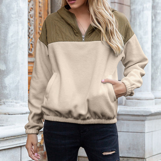 Damen kuschelige Fleecejacke mit Kapuze und praktischen Taschen Heidi-Mode
