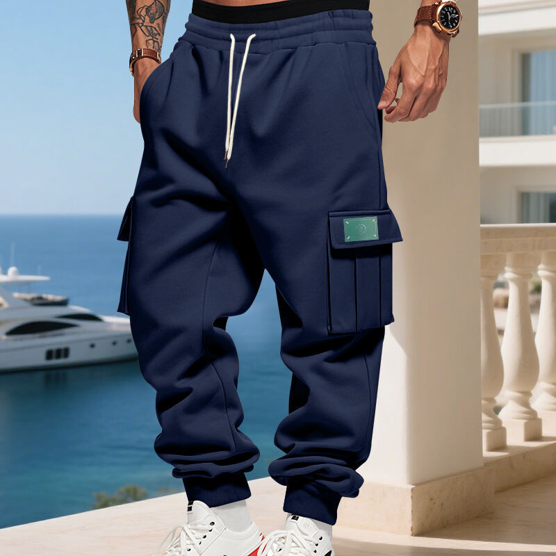 Herren Cargo-Jogginghose mit verstellbarem Kordelzug und praktischen Taschen Heidi-Mode