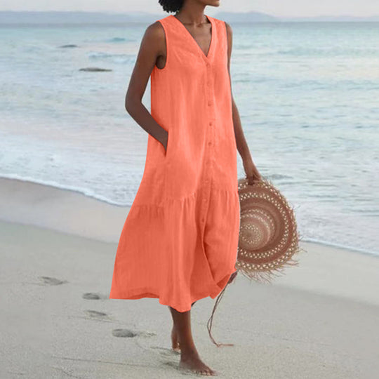 Damen Sommerliches Leinenkleid Heidi-Mode