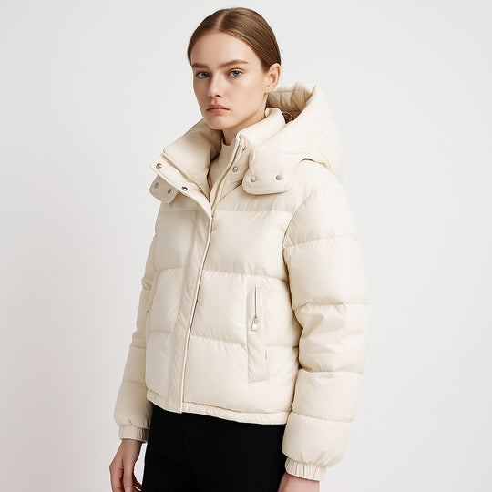 Damen Pufferjacke mit abnehmbarer Kapuze und voluminösem Schnitt Heidi-Mode