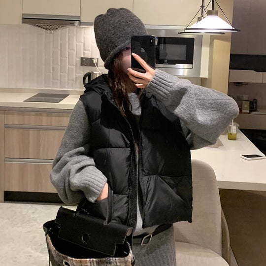 Damen Steppweste mit hohem Kragen und übergroßem Schnitt Heidi-Mode