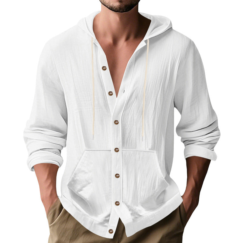 Herren Kapuzenshirt mit Knopfleiste und praktischen Taschen Heidi-Mode