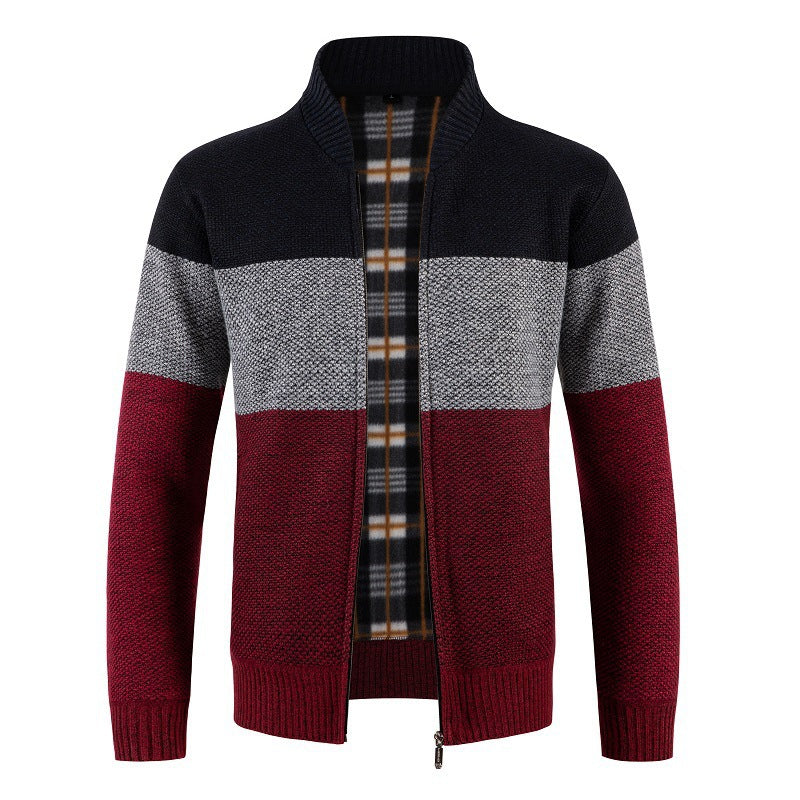 Herren Strickjacke mit modernem Farbblockdesign und kuscheligem Innenfutter Heidi-Mode