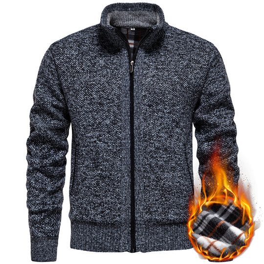 Herren Strickjacke mit hohem Kragen und praktischem Reißverschluss Heidi-Mode