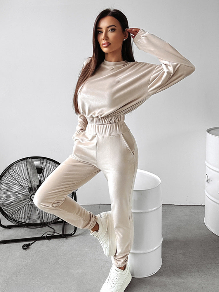 Damen Sportliches Loungewear-Set mit cropped Oberteil und bequemer Hose Heidi-Mode