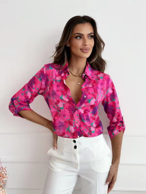 Damen Bluse mit floralen Akzenten und lässigem Schnitt Heidi-Mode