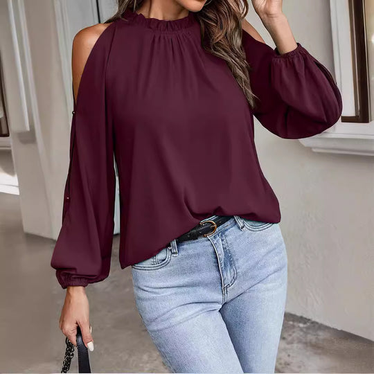 Damen Bluse mit kühlen Schulterdetails und elastischen Ärmeln Heidi-Mode