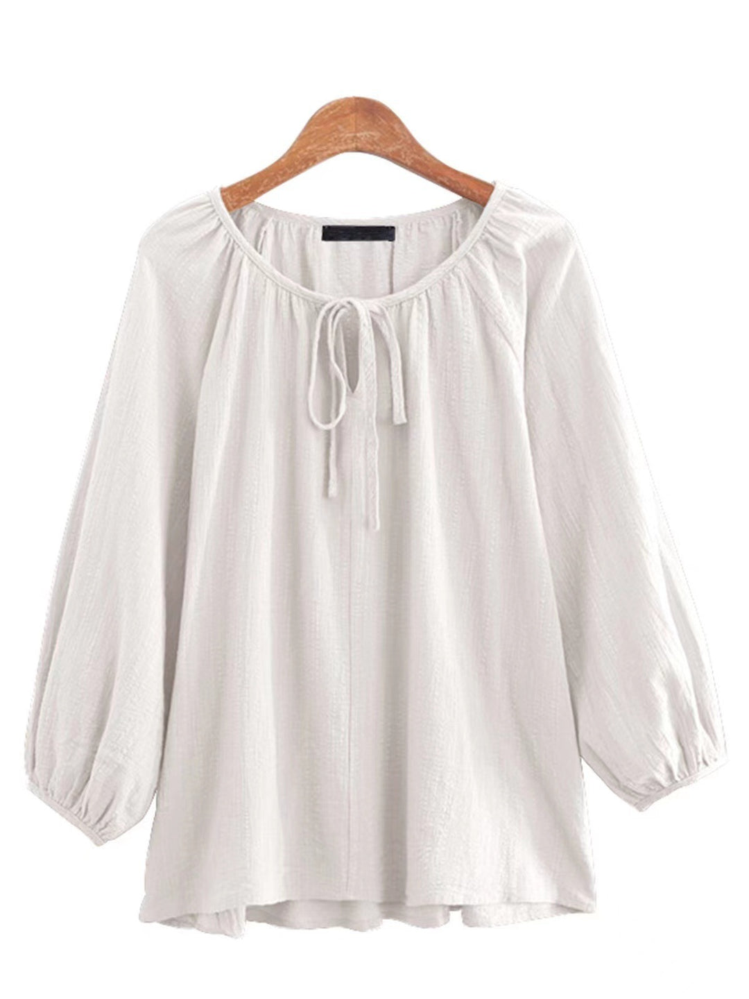 Damen Bluse mit elegantem Rundhalsausschnitt und knieumspielenden Puffärmeln Heidi-Mode