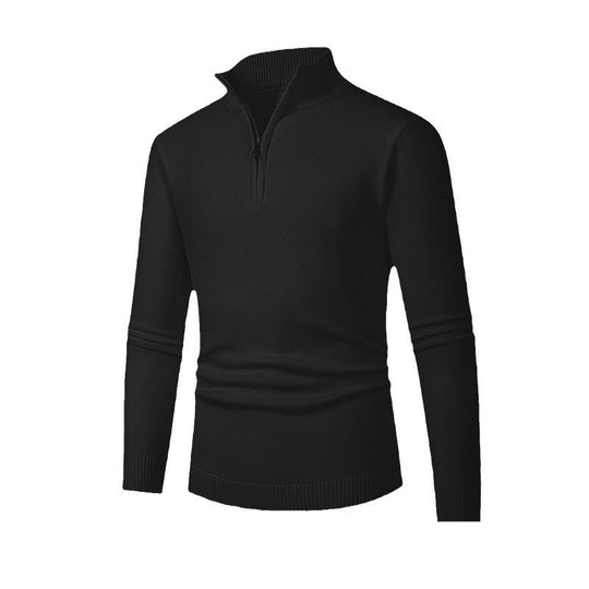 Herren Strickpullover mit hohem Kragen und halbem Reißverschluss Heidi-Mode