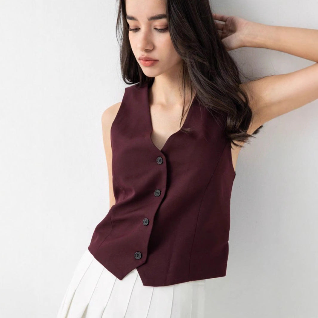 Damen elegante Weste mit modernem Schnitt und praktischen Knopfdetails Heidi-Mode