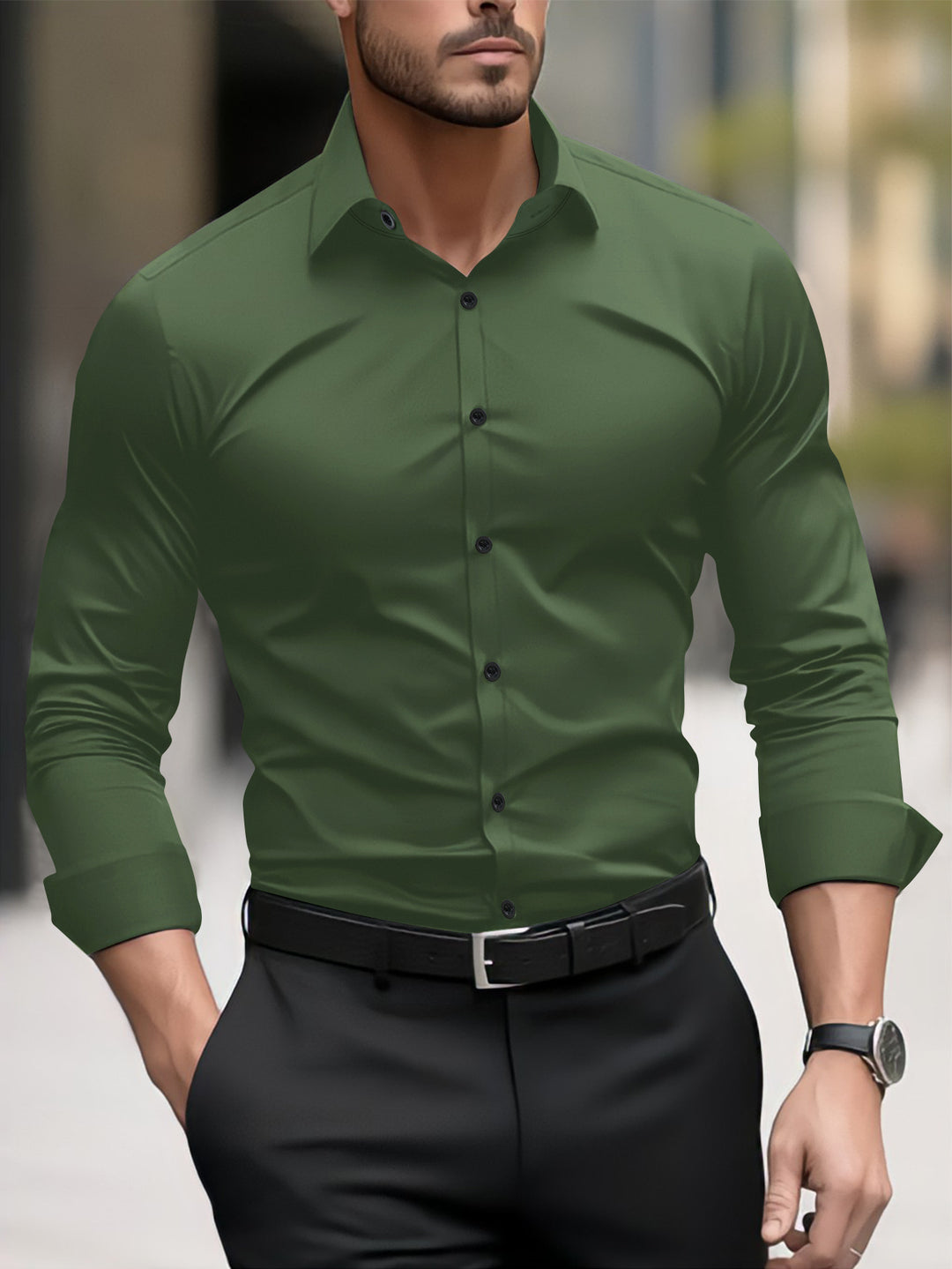 Herren Slim-Fit Langarmhemd mit modernem Schnitt und eleganten Akzenten Heidi-Mode