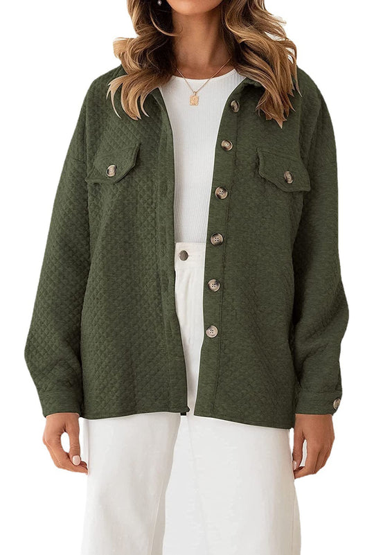 Damen Steppjacke mit Knopfleiste und Taschen Heidi-Mode
