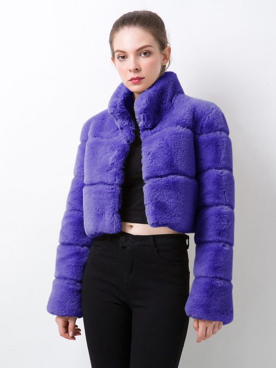 Damen modische kurze Kunstpelzjacke Heidi-Mode
