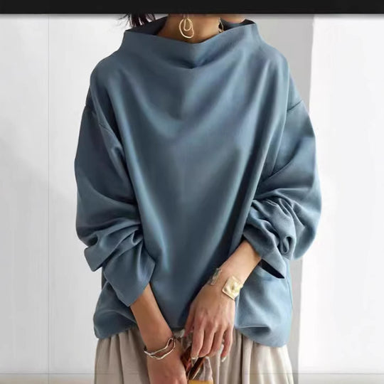 Damen oversized Pullover mit speziellem Kragen und lässigem Schnitt Heidi-Mode
