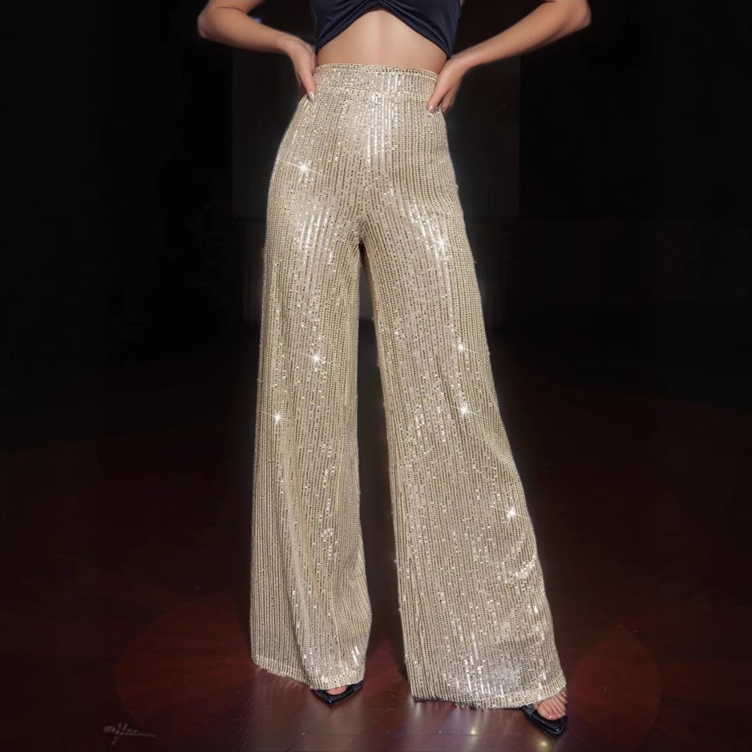 Damen Glänzende Weite Hose im festlichen Design Heidi-Mode