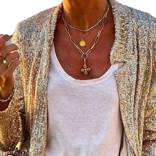 Damen Glitzernde Abendjacke mit elegantem Schnitt und luxuriösen Details Heidi-Mode