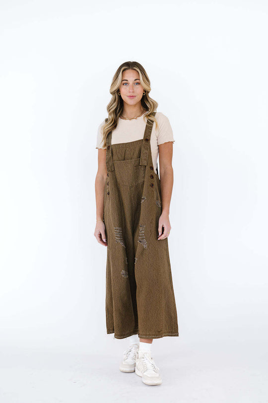 Damen Latzhose mit modischen Destroyed-Details und weitem Schnitt Heidi-Mode