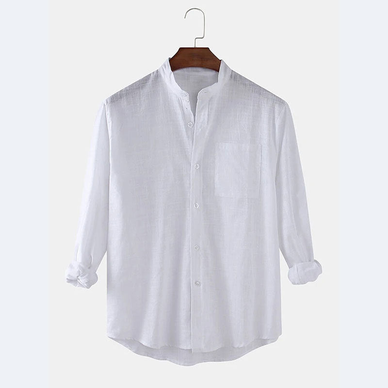 Herren Lässiges Langarmhemd aus leichtem Leinen Heidi-Mode
