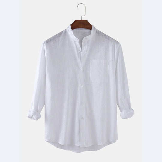 Herren Lässiges Langarmhemd aus leichtem Leinen Heidi-Mode