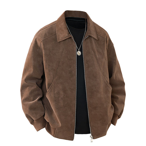 Herren elegante Wildlederjacke mit strukturiertem Schnitt Heidi-Mode