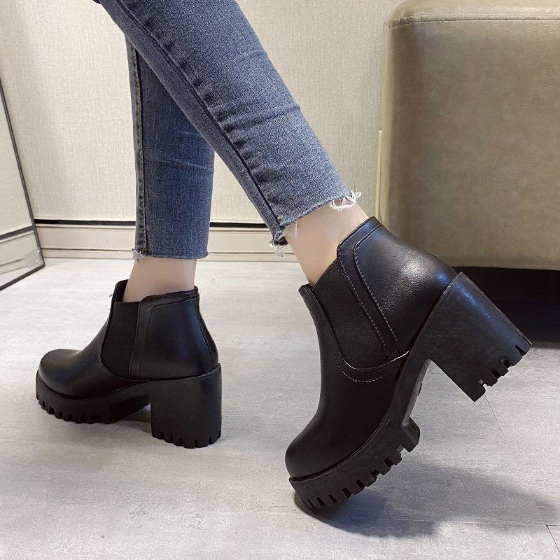 Damen Chunky Chelsea Boots mit robustem Profil und elastischen Einsätzen Heidi-Mode