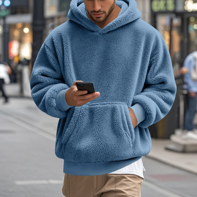 Herren übergroßer Fleece-Hoodie mit Kängurutasche und gemütlichem Schnitt Heidi-Mode