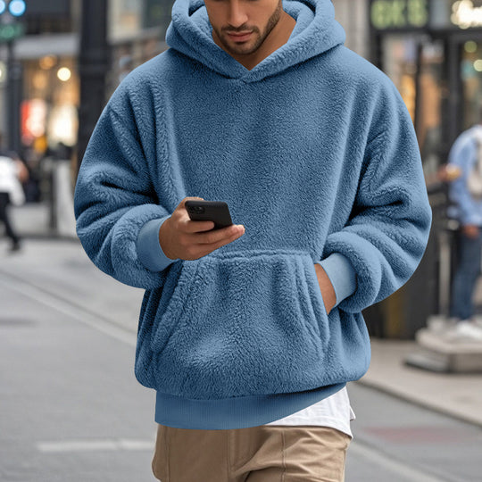 Herren übergroßer Fleece-Hoodie mit Kängurutasche und gemütlichem Schnitt Heidi-Mode