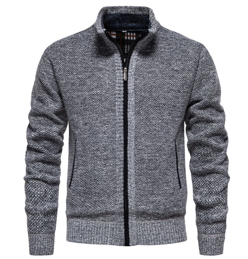 Herren sportliche Strickjacke mit Stehkragen Heidi-Mode