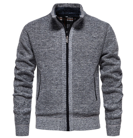 Herren sportliche Strickjacke mit Stehkragen Heidi-Mode