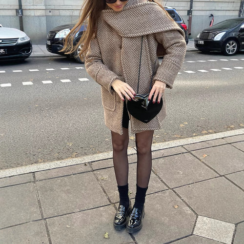 Damen modische Wolljacke mit Chevron-Muster und kuscheligem Schnitt Heidi-Mode