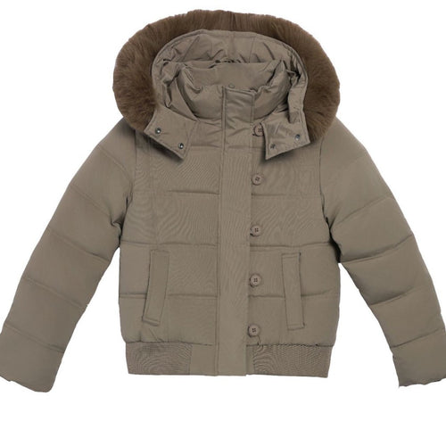 Damen Stylische Jacke mit abnehmbarem Kunstfellkragen und Knopfdetails Heidi-Mode