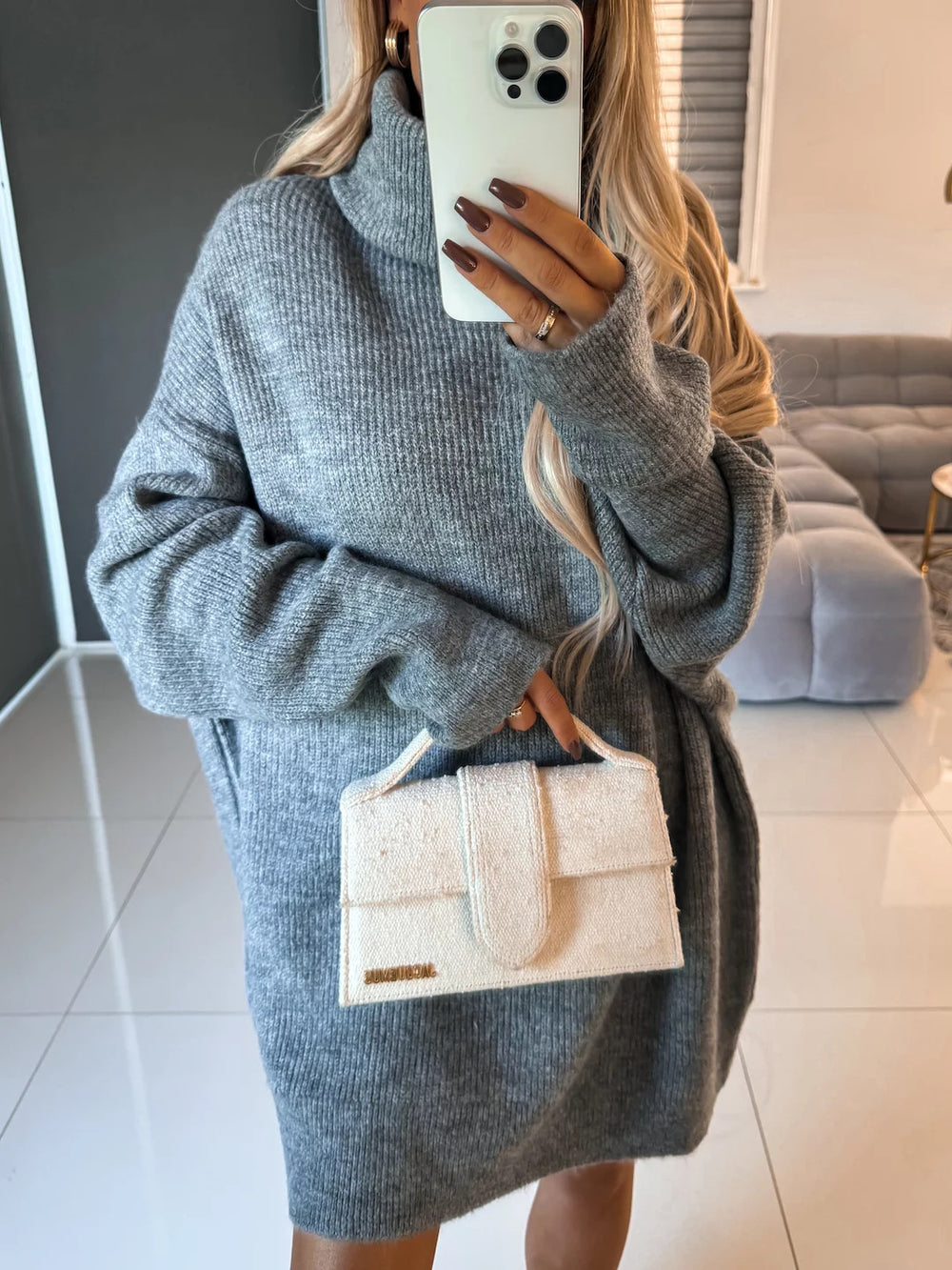 Damen Oversized Rollkragenpullover aus hochwertigem Strick Heidi-Mode