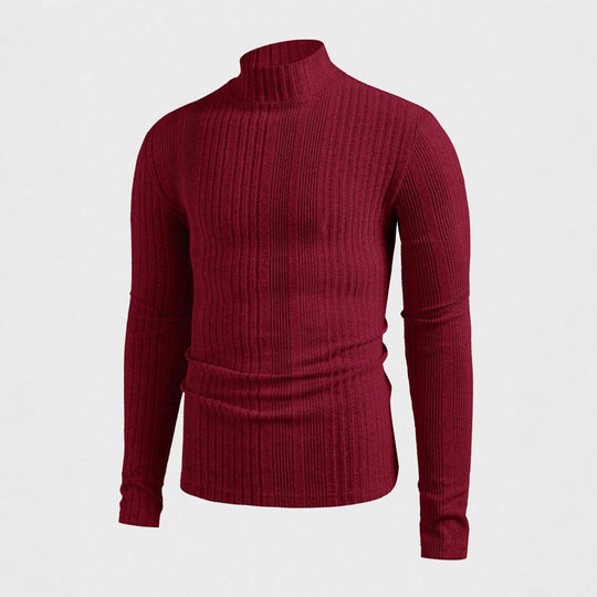 Herren Strickpullover mit hohem Kragen und Rippstruktur Heidi-Mode