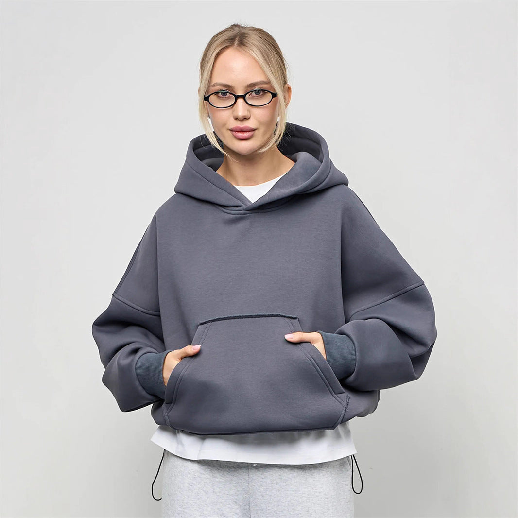 Damen Oversized Kapuzenpullover mit lässigem Schnitt und praktischer Kängurutasche Heidi-Mode
