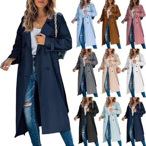 Damen Modischer Trenchcoat mit doppelter Knopfleiste und lässigem Schnitt Heidi-Mode
