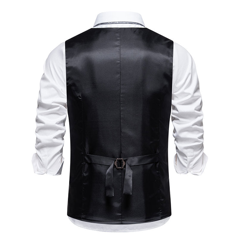 Herren elegante Anzugweste mit feinem Nadelstreifen und praktischen Taschen Heidi-Mode