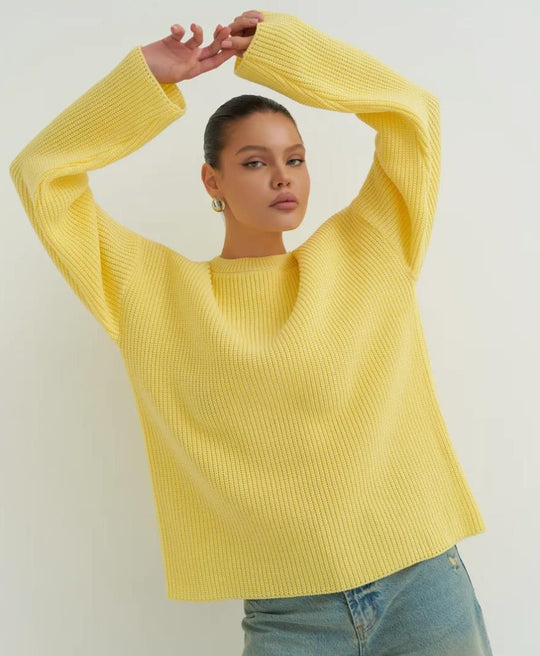 Damen Oversized Strickpullover mit strukturiertem Design und lässigem Schnitt Heidi-Mode