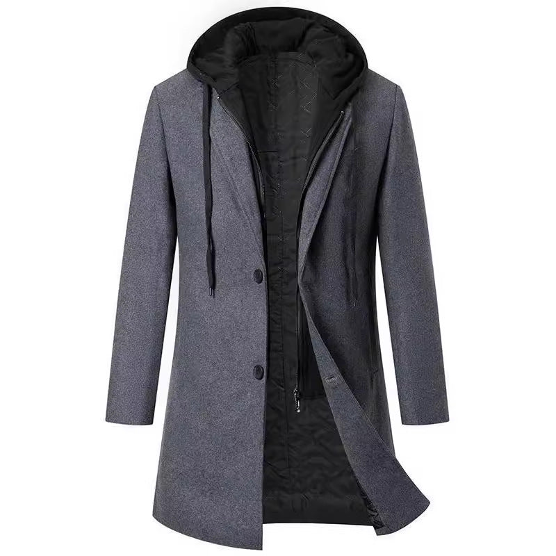 Herren eleganter Mantel mit abnehmbarer Kapuze und prämierter Isolierung Heidi-Mode