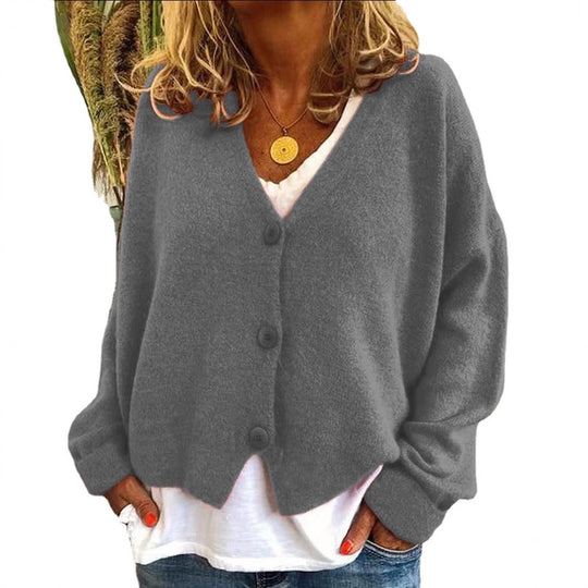 Damen Kopfbedeckung mit oversized Schnitt und Knopfdetails Heidi-Mode